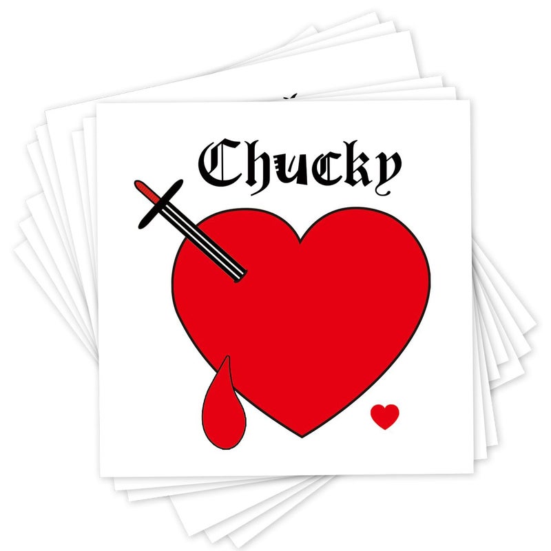 Chucky Heart Tattoos, 9-Sheet Halloween Costume Temporary Tattoos Stickers, Fake Heart Tattoos For Women Halloween Party Costume Cosplay